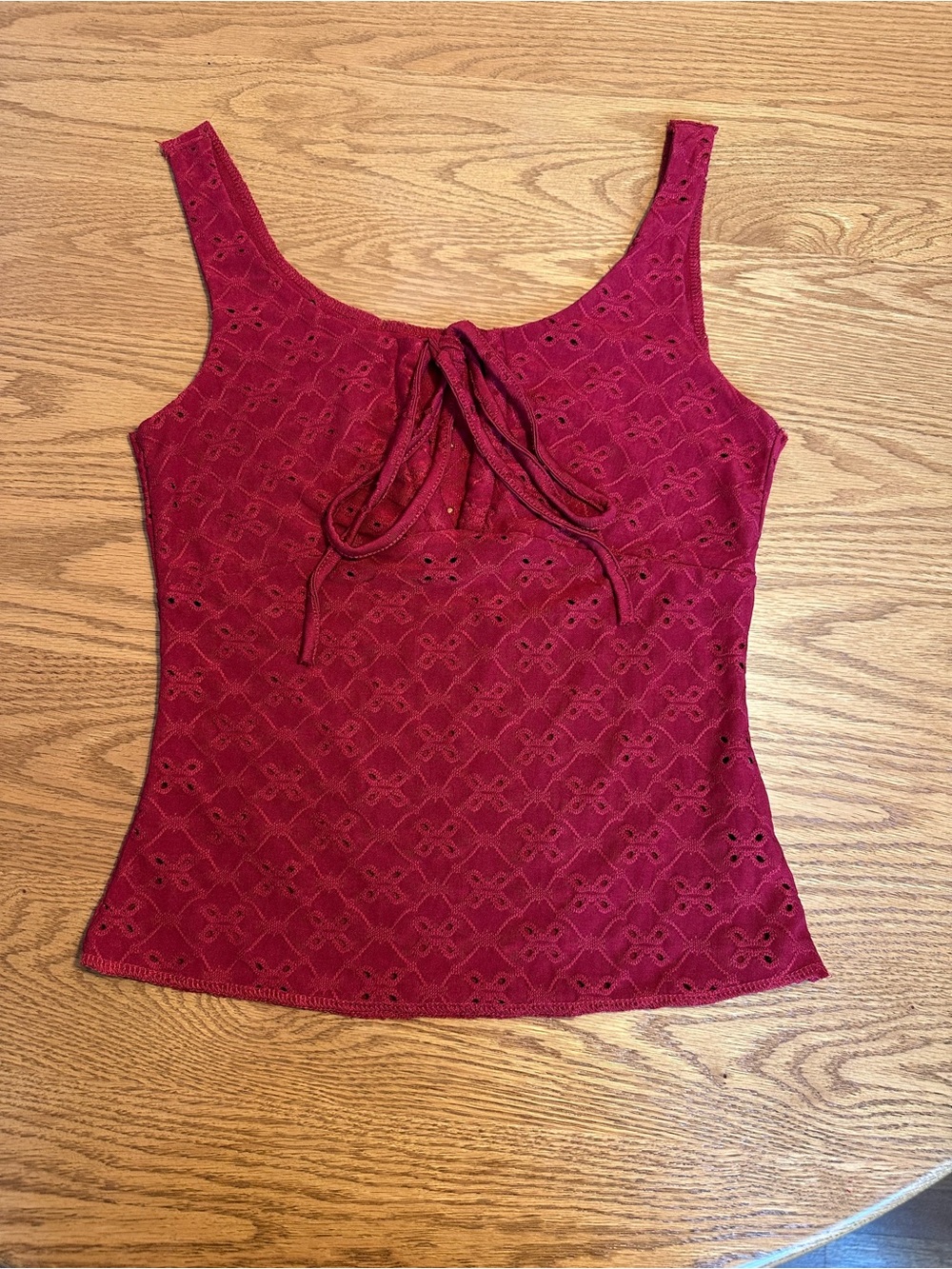 Burgundy Front Tie Tank Top